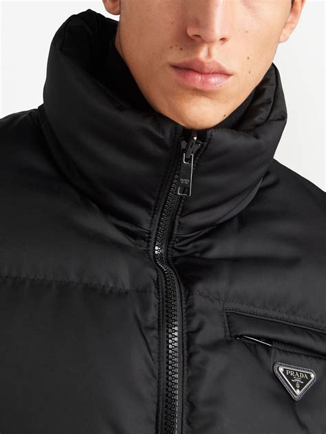 prada winterjacke schwarz|Prada down jacket.